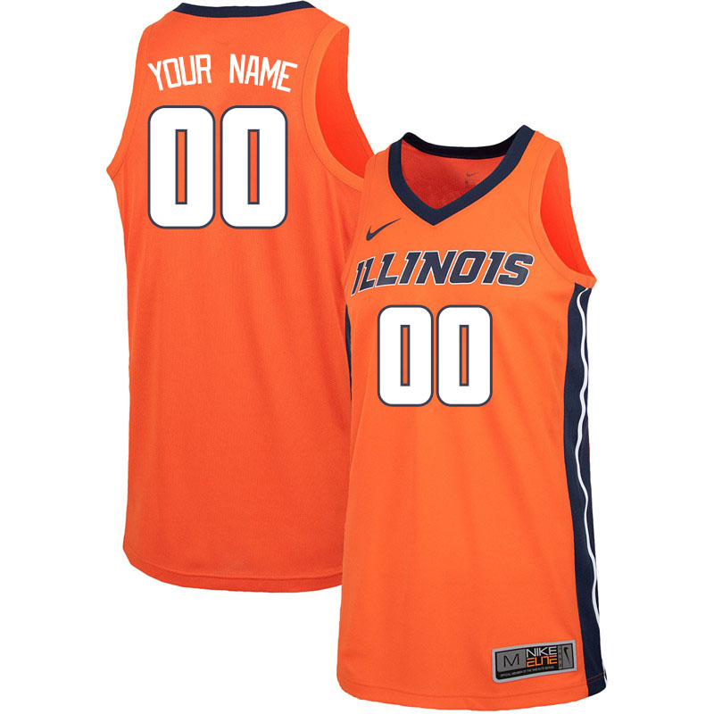 Custom Illinois Fighting Illini Name And Number College Basketball Jerseys Stitched-Orange